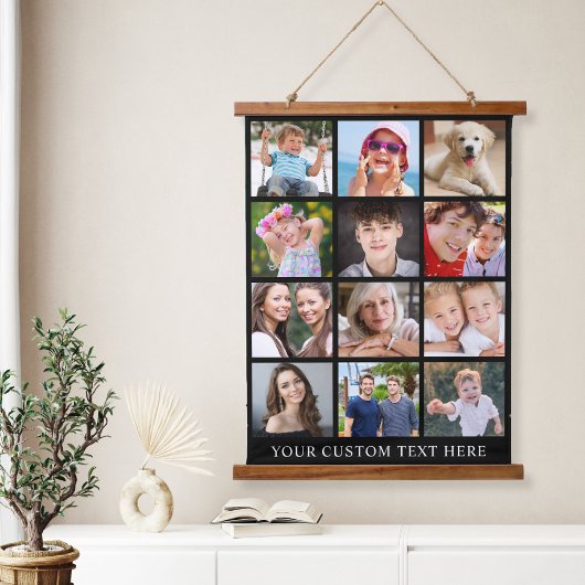 Modern 12 Photo Collage Black Hangend Wandkleed