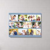 Modern 12 Photo Masonry Grid Blue Stretched Canvas (Voorkant)