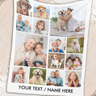 Modern 14 Fotocollage Gepersonaliseerde Familie Hu Fleece Deken