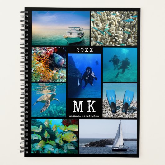 Modern 15 Photo Collage Zwart Gepersonaliseerd Planner (Voorkant)