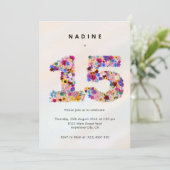 Modern 15th Birthday Floral Invitation (Debout devant)