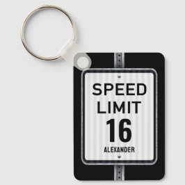Modern 16th Birthday Speed Limit Sign Sleutelhanger