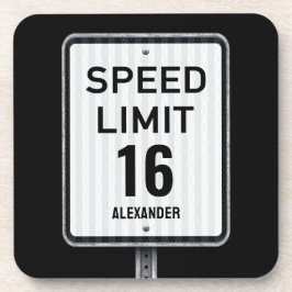 Modern 16th Birthday Speed Sign Bier Onderzetter