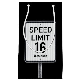 Modern 16th Birthday Speed Sign Klein Cadeauzakje