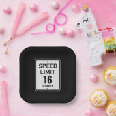 Modern 16th Birthday Speed Sign Papieren Bordje (Feest)