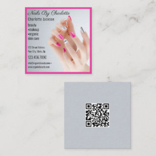Modern 1 foto Nail Art Manicure QR-code Vierkante Visitekaartje