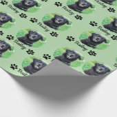 Modern 1 Pet Paw Print foto naam Groen Cadeaupapier (Hoek)