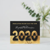 Modern 2020 Afstuderen Save The Date Gold Briefkaart (Staand voorkant)