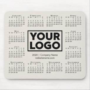 Modern 2020 Calendar Business Company Logo Beige Muismat