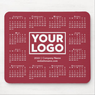 Modern 2022 Calendar Business Logo Burgundy Muismat