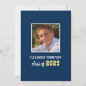 Modern 2023 Afstuderen de Navy Yellow Graduation P Kaart (Achterkant)