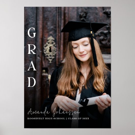 Modern 2024 Afstudeerder wit Script Overlay Keepsa Poster (Voorkant)