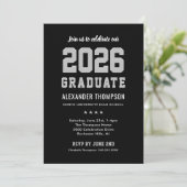 Modern 2025 Afstuderen Black Grey Graduation Party Kaart (Staand voorkant)