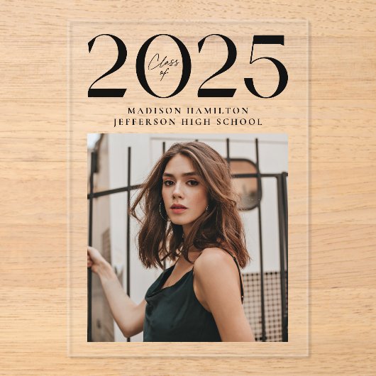 Modern 2025 Foto Acryl Afstuderen Aankondiging Acryl Uitnodigingen (Voorkant)