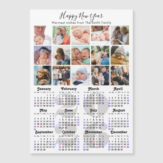 Modern 2025 Kalender Gold Script 15 Foto Magnetisc (Voorkant)