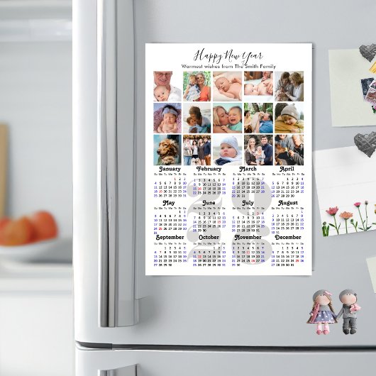 Modern 2025 Kalender Gold Script 15 Foto Magnetisc