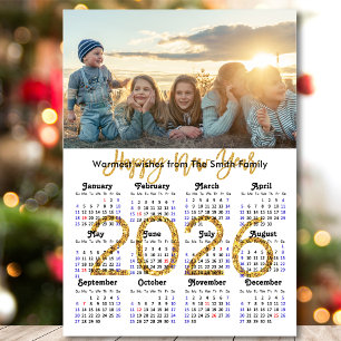 Modern 2025 Kalender Gold Script Eenvoudig Magneti