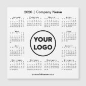 Modern 2026 Calendar Company Logo on White Magnet (Devant)
