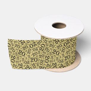 Modern 20ste verjaardag nummer patroon Zwart/Goud Lint