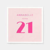 Modern 21st Twenty One Roze Verjaardagsfeest Servet (Voorkant)