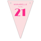 Modern 21st Twenty One Roze Verjaardagsfeest Vlaggetjes (Tweede vlag)