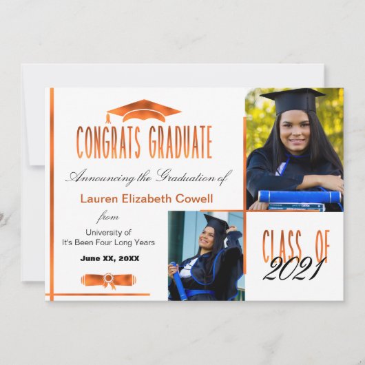 Modern 2 Aankondiging van Oranje en wit Afstudeerd (Voorkant)