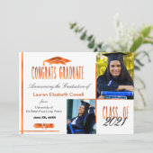 Modern 2 Aankondiging van Oranje en wit Afstudeerd (Staand voorkant)