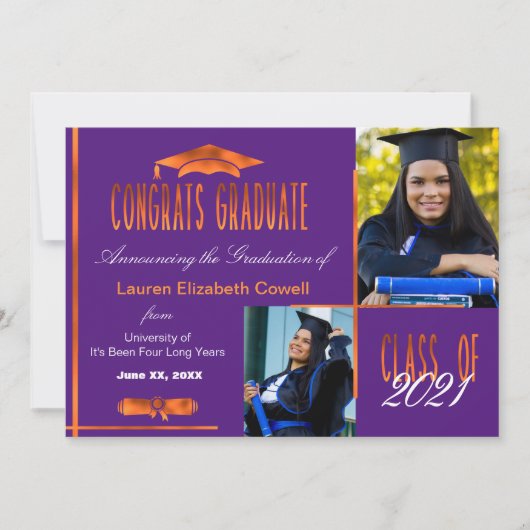 Modern 2 Aankondiging van Paars en Oranje Afstudee (Voorkant)