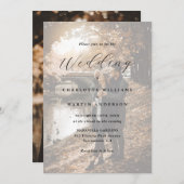 Modern 2 foto Elegant Script bruiloft Kaart (Voorkant / Achterkant)