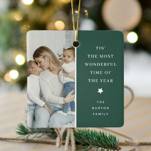 Modern 2 Foto Keepsake Kerstcadeau Keramisch Ornament