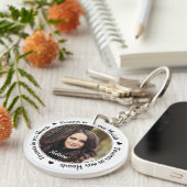 Modern 2 Foto Memorial Forever in ons hart Sleutelhanger (Voorkant Rechts)