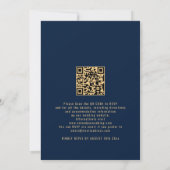 Modern 2 Foto QR Code Navy Gold Wedding Kaart (Achterkant)