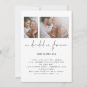 Modern 2 Foto QR Code Romantic Wedding Kaart (Voorkant)