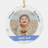 Modern 2 Foto's Baby Boy First Kerstoom Keramisch Ornament (Voorkant)
