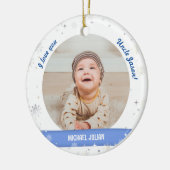 Modern 2 Foto's Baby Boy First Kerstoom Keramisch Ornament (Links)