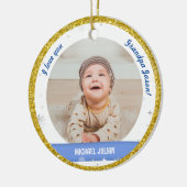 Modern 2 Foto's Baby Boy First Kerstopa Keramisch Ornament (Links)