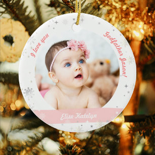 Modern 2 Foto's Baby Girl 1e Kerstman Godfather Keramisch Ornament