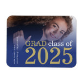 Modern 2 foto's Blauw Goud 2025 Afstuderen Magneet (Horizontaal)