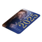 Modern 2 foto's Blauw Goud 2025 Afstuderen Magneet (Linkerzijde)