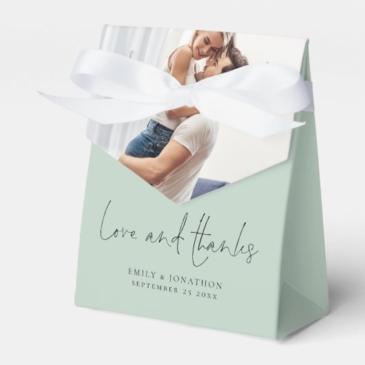 Modern 2 foto's Overlay Love Bedankt Bruiloft Bedankdoosjes (Voorkant Zijde)