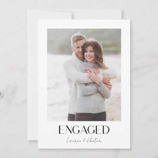 Modern 2 Fotoscript QR Code Engagement Party Aankondiging (Voorkant)
