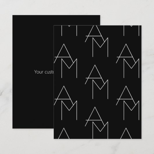 Modern 2 Initiaal Patroon | Zwart & Wit Kaart (Voorkant / Achterkant)