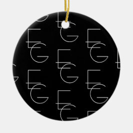 Modern 2 Initiaal Patroon | Zwart & Wit Keramisch Ornament