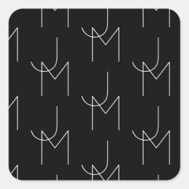 Modern 2 Initiaal Patroon | Zwart & Wit Vierkante Sticker