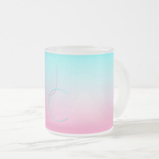 Modern 2 overlappende initialen | Turquoise Roze Matglas Koffiemok (Voorkant rechts)
