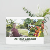 Modern 2 Photo Afstuderen Invitation - Green Kaart (Staand voorkant)