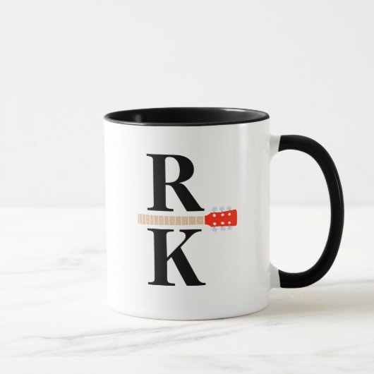 Modern 2-zwart-initialen Monogram helder wit Mok (Rechts)