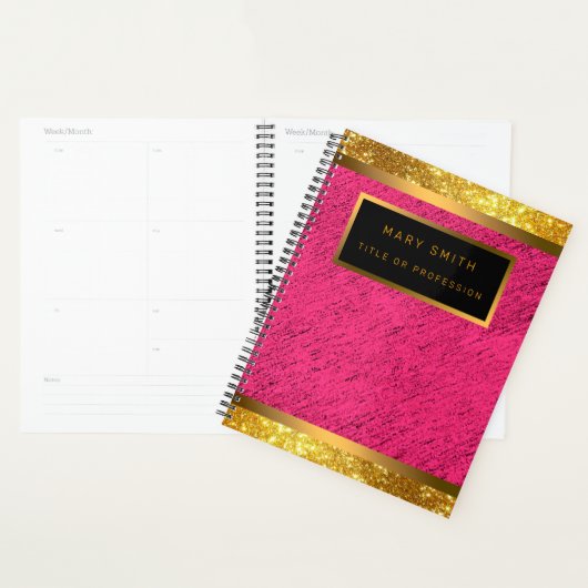 Modern 2in1 Gold Glitter Pink Visitekaartje & & Planner (Display)