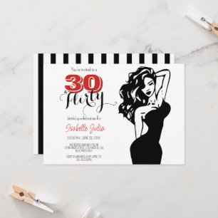 Modern 30 & FLIRTY 30e Verjaardag Zwart & Rood Kaart