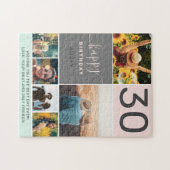 Modern 30-jarig roze 6 foto-collage raster legpuzzel (Horizontaal)